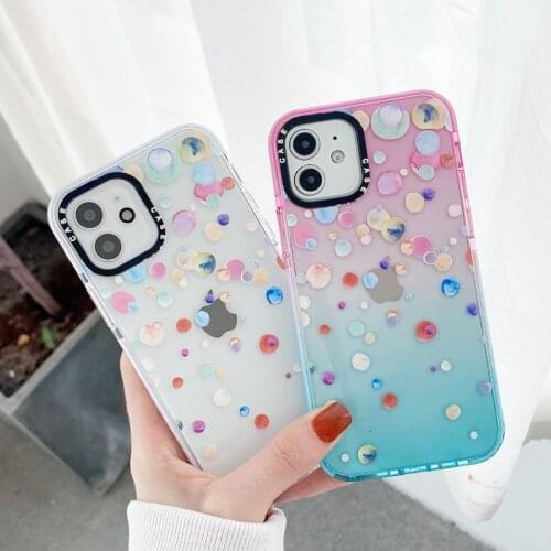 Rainbow Round Wave Point Phone Case For iphone 12 Mini 11 Pro Max XS XR 12Pro SE 2020 7 8 Plus X Clear Silicone Soft Cover Coque