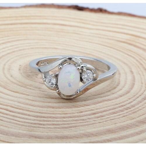 Fashion Oval Rings Inlay Exquisite Opal Trend S925 Silvery Jewelry For Women Engagement Anniversary New Year Gift Size 6-10
