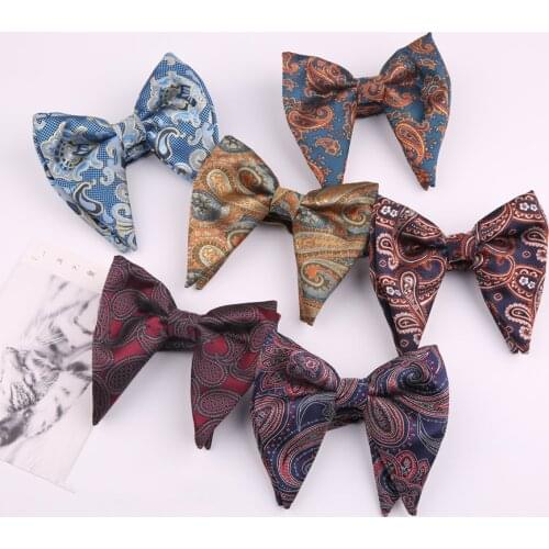 Sitonjwly Big Bowties Mens Polyester Paisley Floral Jacquard Bowtie for Women Formal Suit Cravat Butterfly Knot Custom Logo