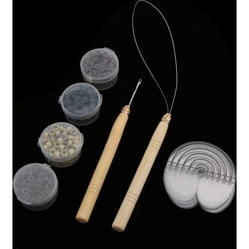 Hair Extensions Kit Loop Hook Silicone Micro Bead Heat Shield Protector