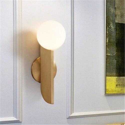 Nordic Retro Brass Hotel Bedside Wall Light Fashion Art Design Glass Ball Study Room Kitchen Coffee Shop Led Wall Sconce Lights