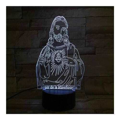 Jesus Figure 7 Colors Change Night Lamp LED 3D Table Light for Bedroom Sleeping Lamp Home Decor Art Decor GX306