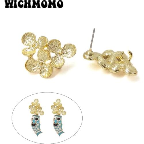 New 22*17mm 6pcs High Quality Zinc Alloy Three Flowers Earring Base Connectors Linkers for DIY Earring Jewelry Accessories