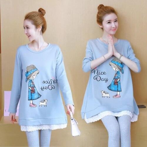 Maternity Clothes Spring Autumn Long-sleeved Loose Large Size Pink Maternity Dress Pregnant Dresses Vestidos De Maternidad