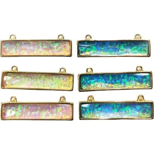 Fire lab Opal Gem stone faceted cut 18' Gold color Plated Size 26 mm Rectangle Pendant boho jewelry bazel pendant women jewelry