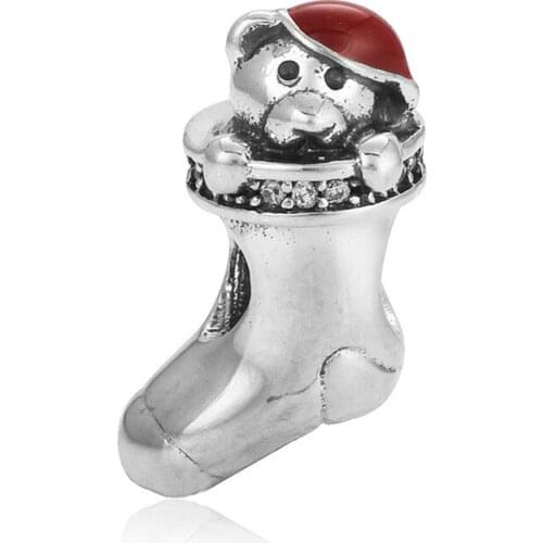 Fit charms plata de ley original bracelet jewelry valentines day lovely bear big CHARMS socks Charm beads ENM361