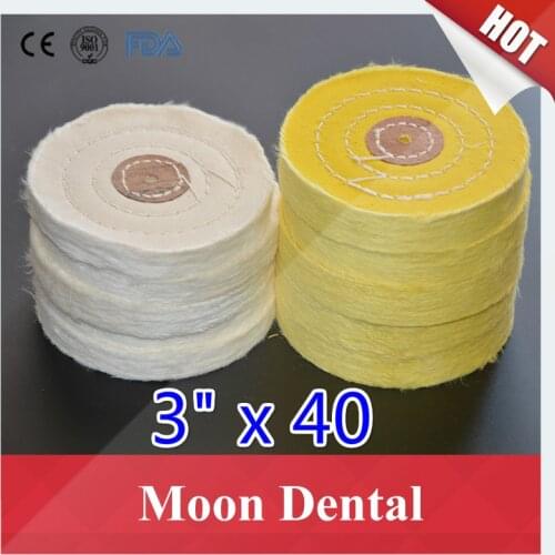 New 10pcs/lot 3"x40 Yellow & White Buffing Cotton Wheel for Polishing Gemstone & Jewelry Dental Lab Polishing Tool