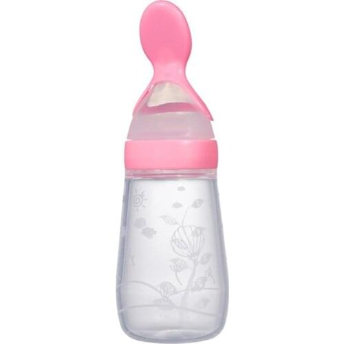 125ml Portable Baby Feeding Bottle with Cover Fresh-keeping Food Grade Material Baby Food Dispensing Spoon for Newborn