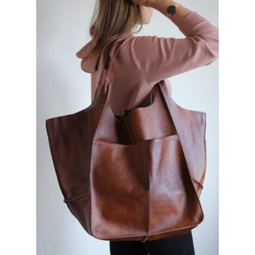 Casual Shoulder Handbags 2021 New Simple Soft Leather Large Capacity Shoulder Portable Tote Bag