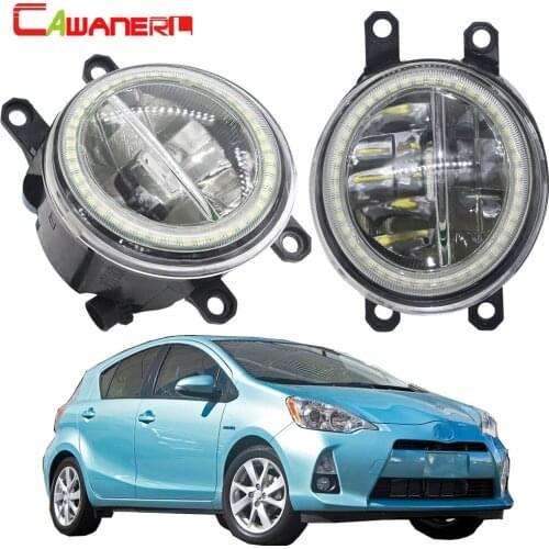 Cawanerl For Toyota Prius Plus C V 2011 2012 2013 2014 2015 Car 4000LM LED Fog Light + Angel Eye Daytime Running Lamp H11 12V
