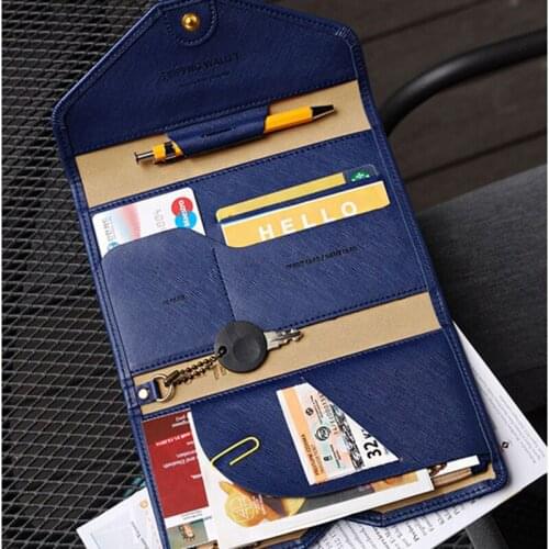 Travel Temperament Multi-Function Three-Fold PU Passport Holder Document Holder Leather Passport Wallet Card Holder
