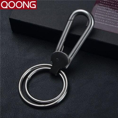 QOONG 2020 Business Handmade Keychain High-grade 304 Stainless Steel Men Key Chain Metal Male Key Ring Auto Car Key Holder Y27