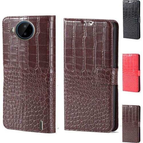 Luxury Crocodile design Flip Leather Wallet Phone Case For Nokia C20 Plus Stand Function Phone cover card slot