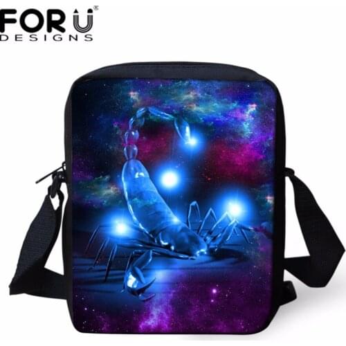 FORUDESIGNS Artist Scorpion Messenger Bag for Kids Girls Funny Goat Wolf Owl Shoulder Handbag Mini Women Crossbody Bags