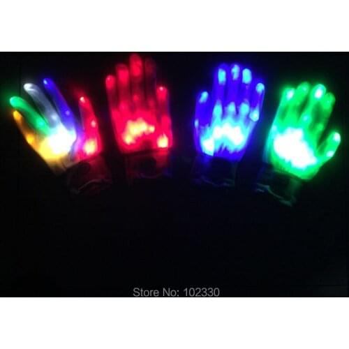 LED luminous gloves finger light gloves dancing club props light up toys glowing unique gloves glow colorful skeleton S2017401