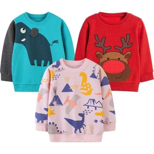 Boys Long Sleeve Printed Sweater Spring Autumn New Pure Cotton Children Outer Baby Girl Cartoon Round Neck Pullover Kid Jacket