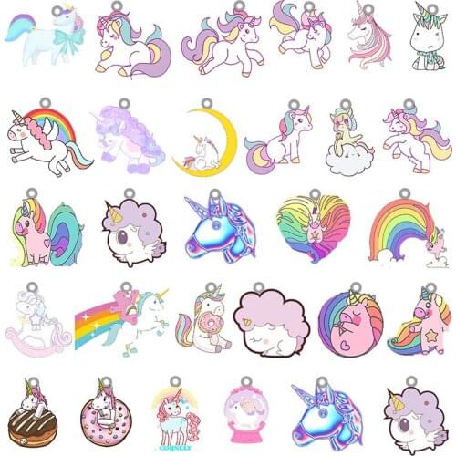 TAFREE Fantasy Unicorn Multi-shape Cute Acrylic Pendant Epoxy Jewelry Making Pendant Earring Necklace Parts Accessories