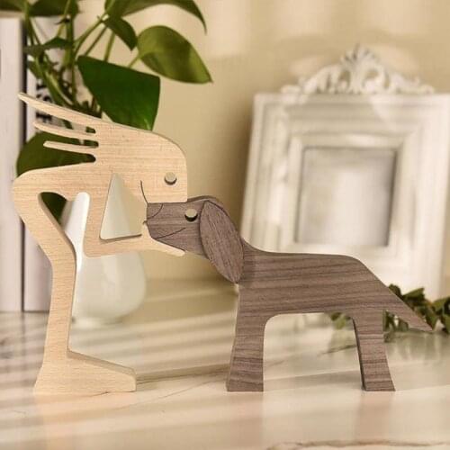 Wood Carving Decoration Craft Family Wooden Statue Couple Figurines Home Decor Table Ornaments Gifts Office Desk Accessories