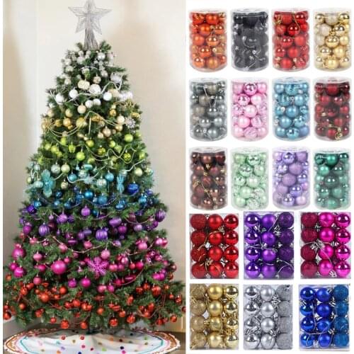 24/34pcs Christmas Tree toys Decorations Ball Bauble Xmas Party Hanging Ball Ornaments Decorations for Home New Year Navidad