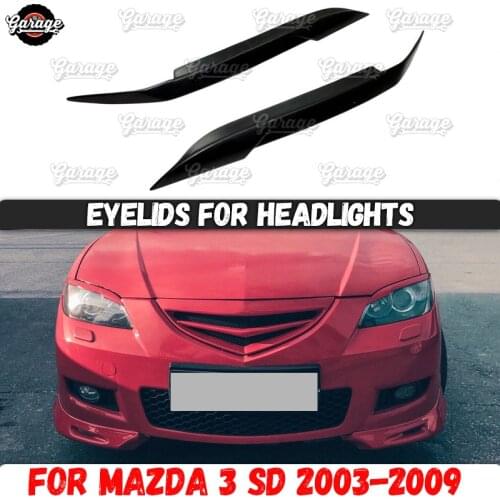 Eyelids for headlights case for Mazda 3 Sedan BK 2003-2009 ABS plastic pads cilia eyebrows covers trim accessories car styling