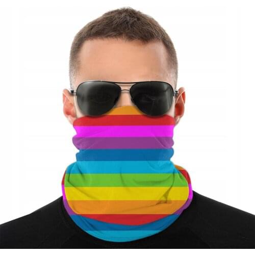 Rainbow Stripes Magic Scarf Half Face Mask Men Women Fashion Neck Gaiter Tubular Bandanas Polyester Headband Biking Camping