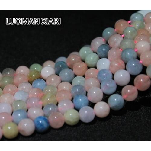 Top Grade Round Natural Morganite Stone Beads For Jewelry Making DIY Bracelet Necklace Material 4/6/8/10/12 mm Strand 15