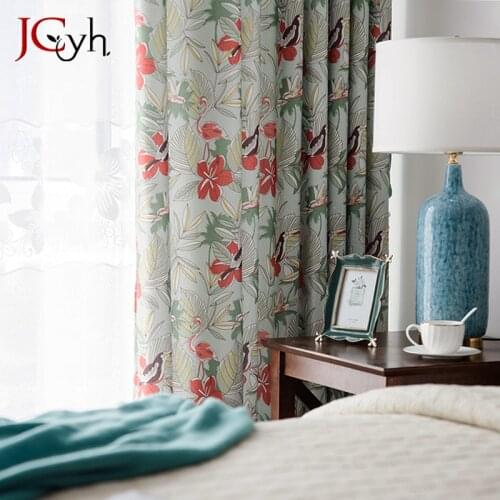 American Style Rainforest Floral Blackout Curtains For Window Of Living Room Bedroom Blackout Curtains Blind Tend Ready Made