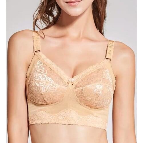 Womens Wireless Plus Size Non Padded Floral Lace Comfortable Bra 32 34 36 38 40 42 44 46 B C D E F G H