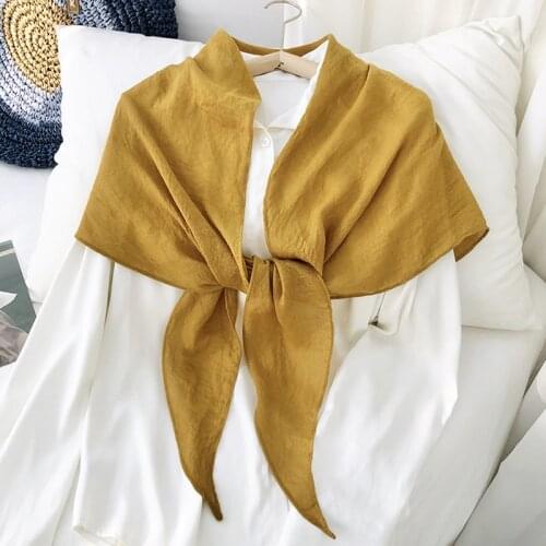 MoriBty New Women Silk Scarf Shrugs Spring-Autumn Solid Cotton Shawl Wraps Foulard Retro Rhombus Bufandas Pashmina Neck Ties