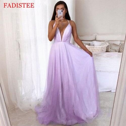 New Style Deep V-neck Prom Dresses Spaghetti Straps Evening Party Dress Vestidos De Fiesta Robe De Soirée De Mariage