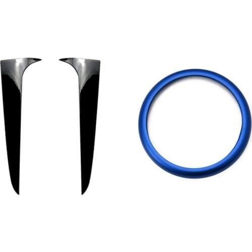 1Pcs Center Console Idrive Multimedia Controller Knob & 1 Pair Rear Behind Window Spoiler Side Strip Cover Trim