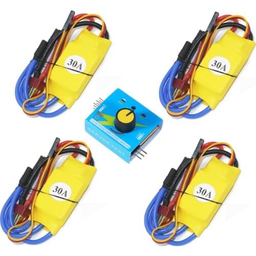 4pcs 30A XXD Brushless Speed Controller RC ESC + Multi Servo Tester 3CH ESC 4.8-6V CCPM Master Checker for F450 Multicopter