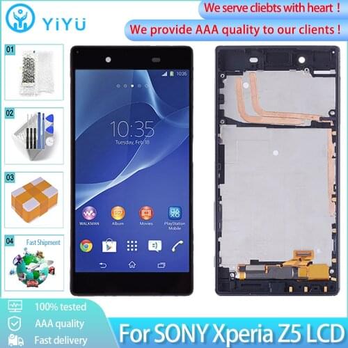 5.2" Original LCD Screen For SONY Xperia Z5 Display E6603 E6633 E6653 E6683 LCD Touch Screen With Frame Digitizer Replacement