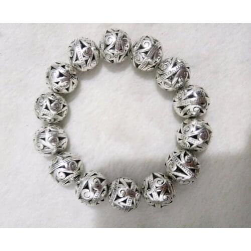 Elegante y elegante pulsera redonda de plata antigua. Variedad de tallas opcional