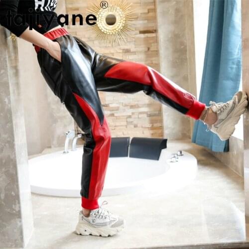 Cargo Women Pants Genuine Leather Pants Woman Real Sheepskin Trousers Womens Clothes High Quality Trousers Ropa TN2423