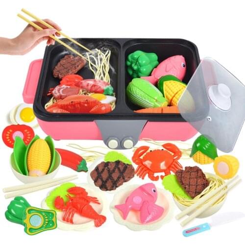 Kids Kitchen Toys for Children Pretend Play Girls Toys Kitchenwares Play Set Miniature Kitchen Kettle Faked Food Gifts