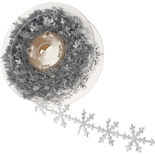 Christmas Snowflake Trim Ribbon -10.9 Yards - for DIY Craft Party Wedding Home Decoration (Silver)