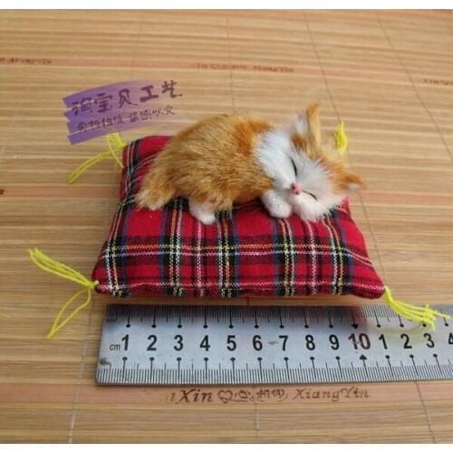 Mini cute simulation cat toy yellow small cat doll car decorations gift about 10x2x9cm 2367