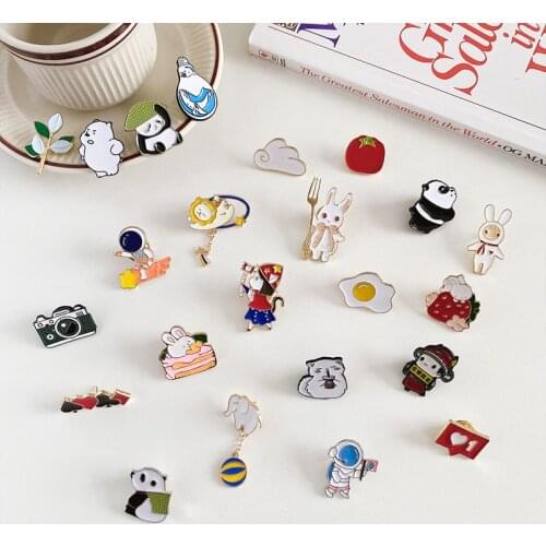 Fashion Camera Shark Alloy Lapel Cartoon Pins Cute Animal Life Things Mix Brooches Badges Backpack Cute Pins Gifts For Friends