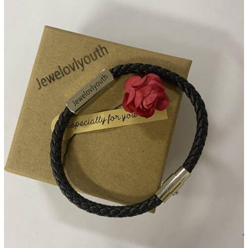 Jewelovlyouth Customized Name Bracelet for Men Personalized Engraving Leather Bracelet