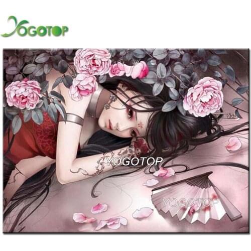 YOGOTOP Diy Diamond Embroidery Japanese girl peony Full Diamond Painting Cross Stitch 5D Diamond Mosaic Crafts Kits VD545
