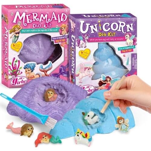 FEOOE New Blind Box Toys Archaeological Excavation Girl Mermaid Unicorn Blind Box Children Educational Toys Wholesale ZXQ