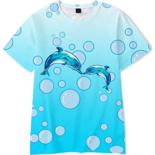 Novelty Design New Arrival Dolphin 3D Print Tee Streetwear Kids T-shirt Hot Fashion Boy/girl Short Sleeve Summer O Neck T Shirt