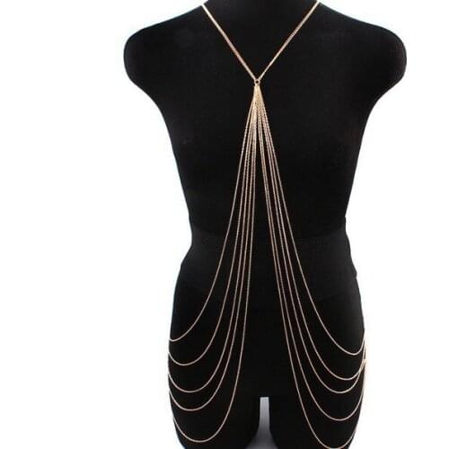 New Style Women Fashion Gold Multilayer Long Chains Sexy Bikini Body Jewelry BY89