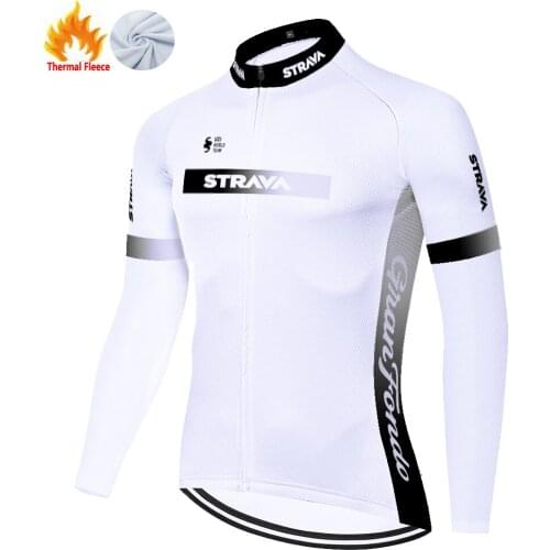 New STRAVA maillot manga larga ​Winter Thermal Fleece long sleeve bike jersey for men women koszulka rowerowa meska