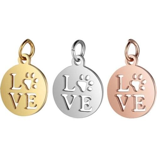 Wholesale 30pc/lot DIY Dog Cats Print Stainless Steel Disc Charms Pendant Jewelry Components Girls Women Making Jewelry