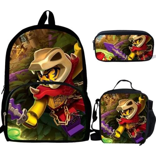 Hot Cartoon Ninja School bags 3PCS/SET For Boys Teenagers School Backpack School Supplies Bookbag Lovely Satchel