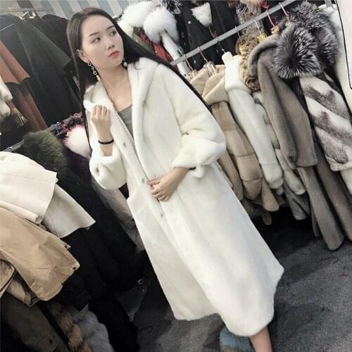 Hooded Winter New 2020 Fur Outerwear Female Fashion Plus Size Solid Long Fur Coat High-end Warm Mink Fur Jacket Coat Women Park