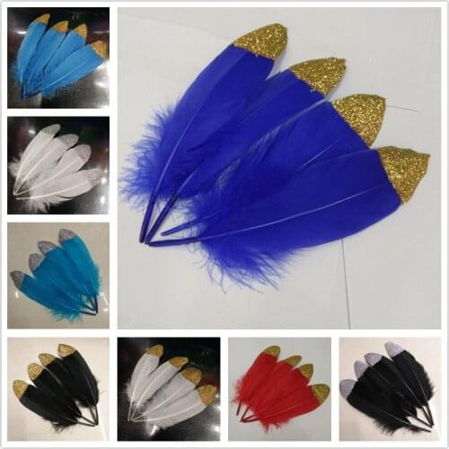 Pretty 100pcs Golden and Silver Goose Feathers 6-8 inch/15-20 cm Party Christmas Clothing Shoes Hat Decoration Accessories