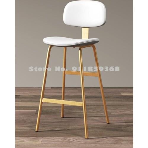 Nordic Modern Luxury Bar Chair Simple Back High Stool Bar Front Desk Chair Household Iron High Chair